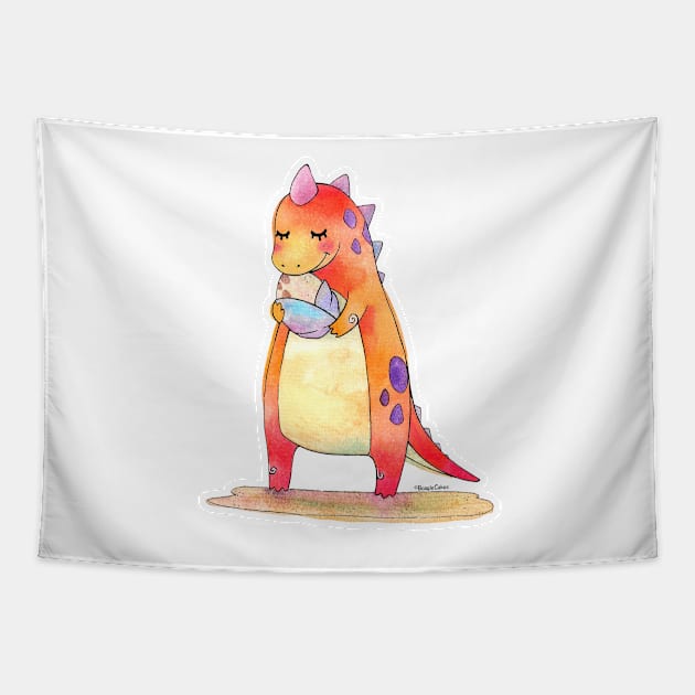 Cute Dino Mother & Baby Egg Tapestry by magsterarts