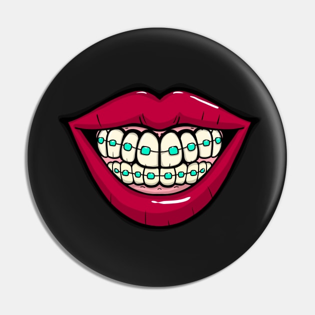 Big Smile with braces Pin by SusanaDesigns