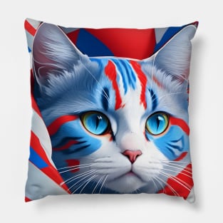 Red White And Blue Cat Pillow