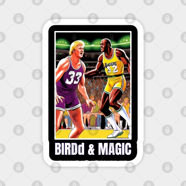 Larry Bird and Magic Johnson victor illustration design Magnet by Nasromaystro