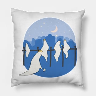 Ghosts at a cemetery in the night Pillow