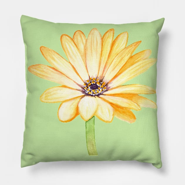 Yellow gerbera flower Pillow by Savousepate