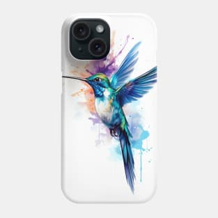 Blue Watercolor Stylized Hummingbird Bird Graphic Phone Case