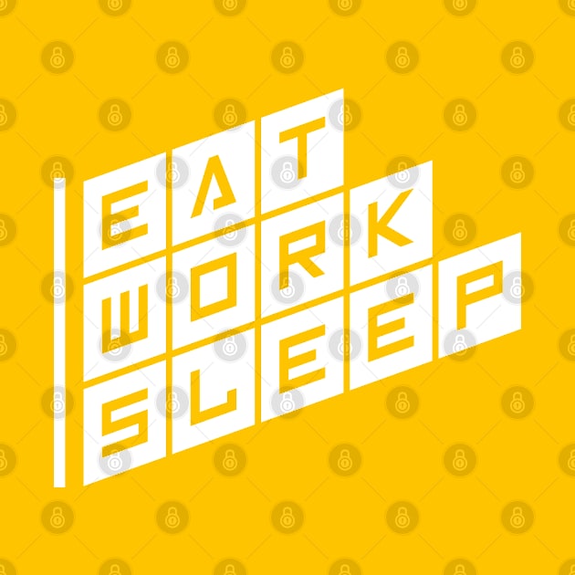 white illustration of eat work sleep by Zabarutstore