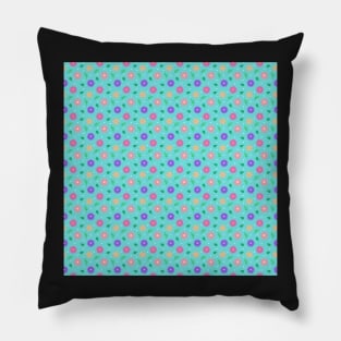 Turquoise Floral Botanical Seamless Pattern Pillow