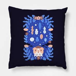 Guinea Pig with flowers and leaves Pillow