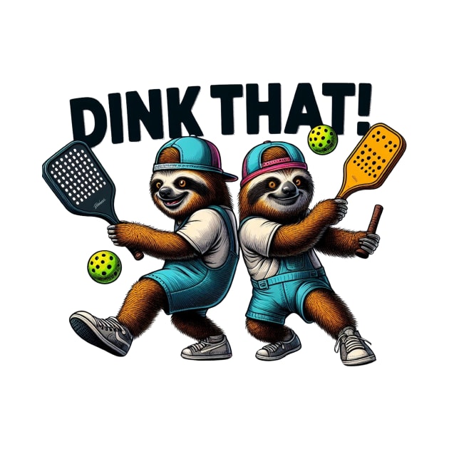 Sloths Playing Pickleball DINK THAT! Design by Battlefoxx Living Earth