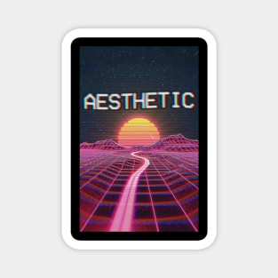 aesthetic Glitch † Seapunk/Vaporwave VHS Sunset Grid Design Magnet