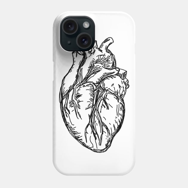 Realistic Heart- Sketch- Heart Phone Case by Vtheartist