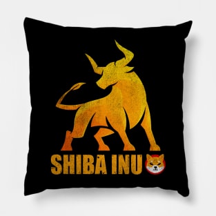 Vintage Bull Market Shiba Inu Coin Crypto Shib Army Hodl Hodler Men Kids Cryptocurrency Lovers Pillow