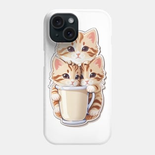 Cute Kittens With A Cup Of Milk Tea Phone Case