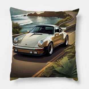 German Classic Car Sea Side Poster Pillow