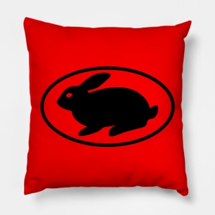 black print rabbit red Pillow