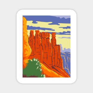 Bryce Canyon National Park in Paunsaugunt Plateau Garfield County and Kane County Utah WPA Poster Art Color Magnet