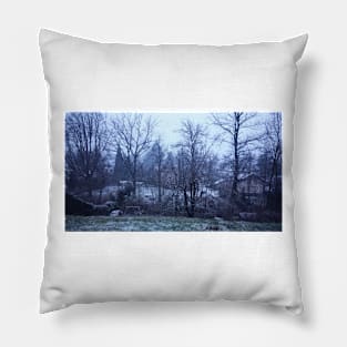 December Rain. Grand Lancy, Switzerland Pillow