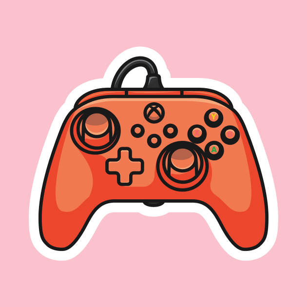 Joystick Controller and Game Pad Stick Sticker vector illustration. Sports and technology gaming objects icon concept. Video game controller or game console sticker logo design with shadow. by AlviStudio