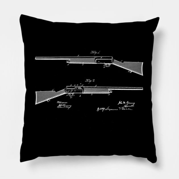 Recoil Operated Firearm Vintage Patent Drawing Pillow by TheYoungDesigns