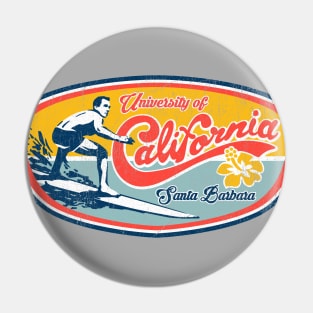 Faded Vintage Retro Surf Style UCSB design graphic Pin