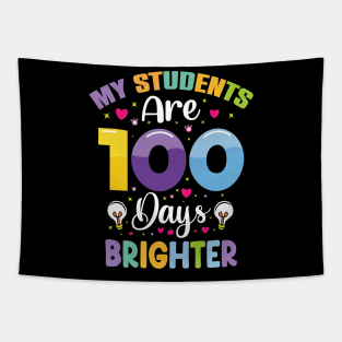 My Students Are 100 Days Brighter – Colorful Teacher Celebration Design Tapestry