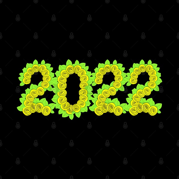 2022 created with yellow roses and green leaves by Blue Butterfly Designs 