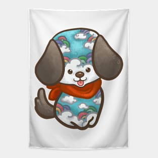 Dog with Rainbow Pattern Tapestry