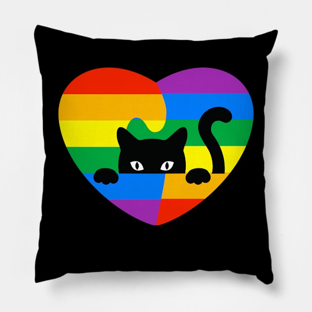 cat Rainbow Flag Human Rights Womens & Gay Rights LGBTQ+ Pride Pillow by IYearDesign