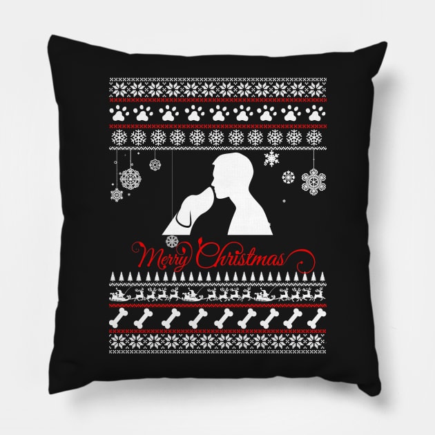 Merry Christmas DOG Pillow by irenaalison
