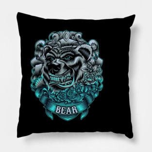 Angry Bear Illustration Pillow