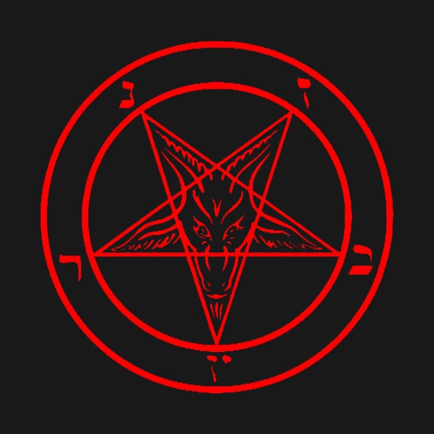 Black with Red Baphomet Pentagram of The Church of Satan by hclara23