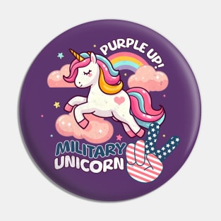 Purple Up! Military Child Unicorn Kids Pin