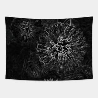 Abstract Black & White Floral Design Tapestry