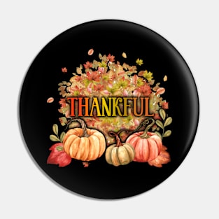 Happy Thanksgiving Day Autumn Fall Maple Leaves Thankful Pin