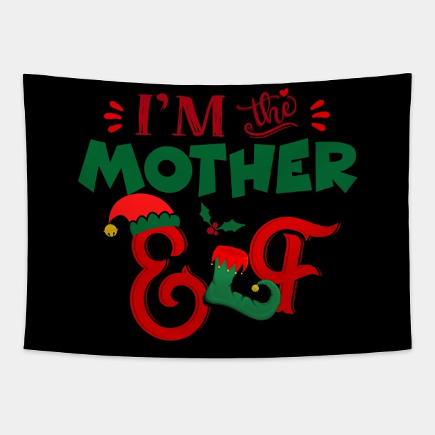 Awesome i’m the mother elf christmas family matching Tapestry by Magazine