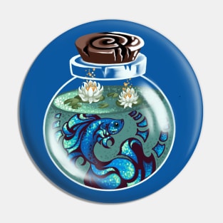 Blue Beta Fish in a Potion Bottle Pin