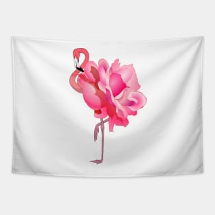 Flamingo Rose Pink Flamingo and Flower Tapestry