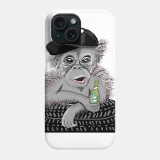 chimpanzee with beer Phone Case