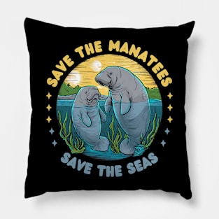 Save The Manatees Save The Sea Pillow