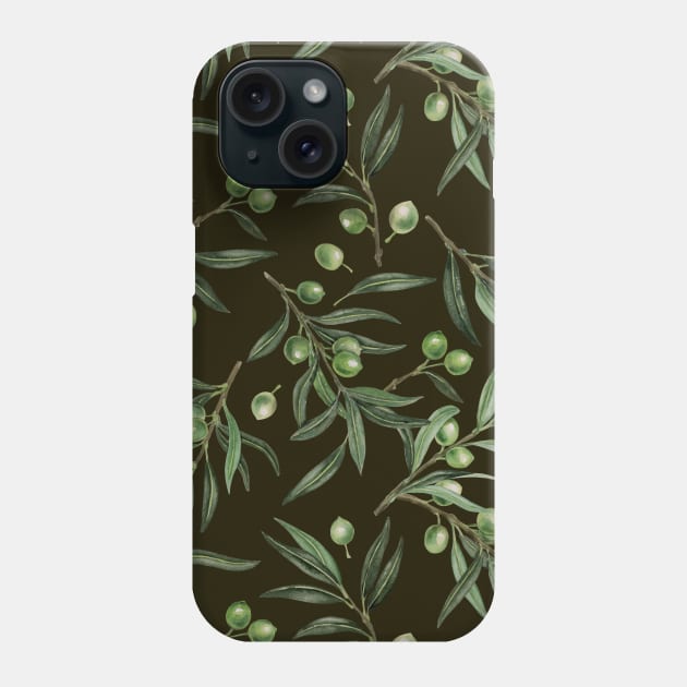 Olive branches watercolor 3 Phone Case by katerinamk