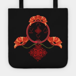 universal positive energy renewal in the elemental ouroboros poppies Tote