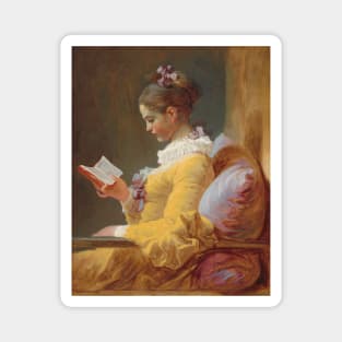 Young Girl Reading Painting by Jean-Honoré Fragonard Magnet