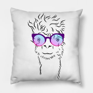 cute hipster llama in trendy colorful glasses Pillow