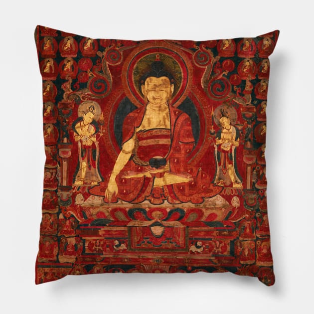 Buddha Shakyamuni as Lord of the Munis Pillow by AlexMir