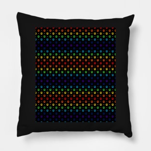 Black Rainbow Paw Prints and Polka Dots Pattern Pillow