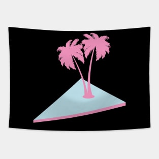 Pilnk palm trees pastel island Tapestry