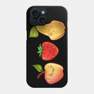 color illustration with cute fruit and berry. pear, apple and strawberry Phone Case