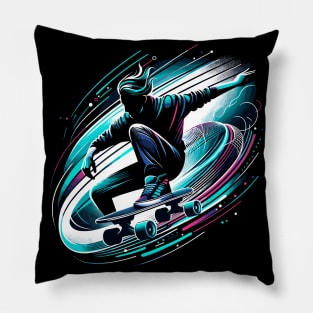 Longboarder On Skateboard Or Longboard Pillow