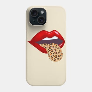 Red Lips Leopard Tongue Phone Case