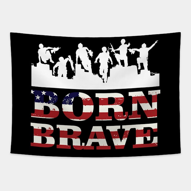 Born Brave American map and Flag, 4th of July, happy independence day God Bless America Tapestry by SweetMay