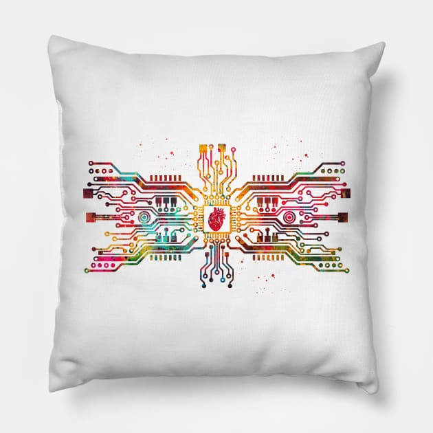 Circuit board with heart Pillow by erzebeth