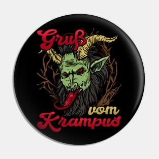 Gruss vom Krampus I Christmas Demon design Pin